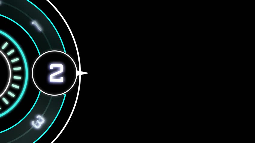 Futuristic HUD section title animation featuring glowing circle, digital text box, and sci-fi interface effect on black background. Perfect for video intros, chapters, or part transitions. Number 3