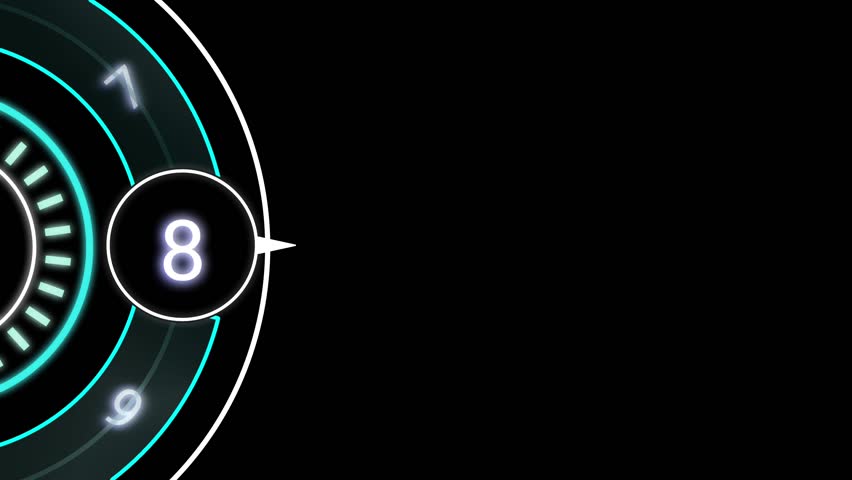 Futuristic HUD section title animation featuring glowing circle, digital text box, and sci-fi interface effect on black background. Perfect for video intros, chapters, or part transitions. Number 9