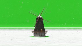 Detailed 3D Rendered Windmill on Snowy Landscape and Green Screen Background - Powered by Shutterstock - Get 15% off with code: PIKWIZARD15