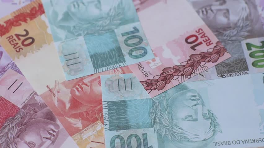 Cash paper money of Brazil, notes as a conceptual background of investment, savings