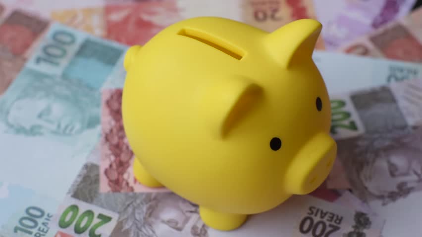 Cash paper money of Brazil, notes as a conceptual background of investment, savings