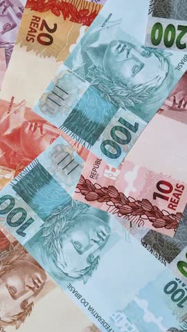 Cash paper money of Brazil, notes as a conceptual background of investment, savings