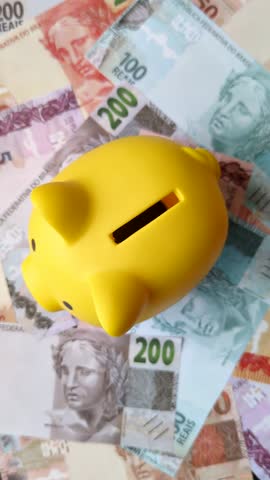 Cash paper money of Brazil, notes as a conceptual background of investment, savings