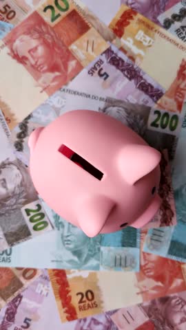 Cash paper money of Brazil, notes as a conceptual background of investment, savings