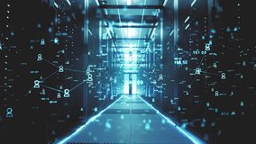 Futuristic server room flythrough with data and network overlays - Powered by Shutterstock - Get 15% off with code: PIKWIZARD15