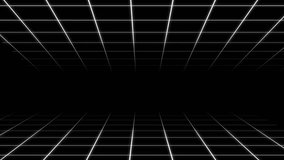 Dynamic black and white neon wireframe grid tunnel with seamless motion, futuristic sci-fi backgrounds - Powered by Shutterstock - Get 15% off with code: PIKWIZARD15