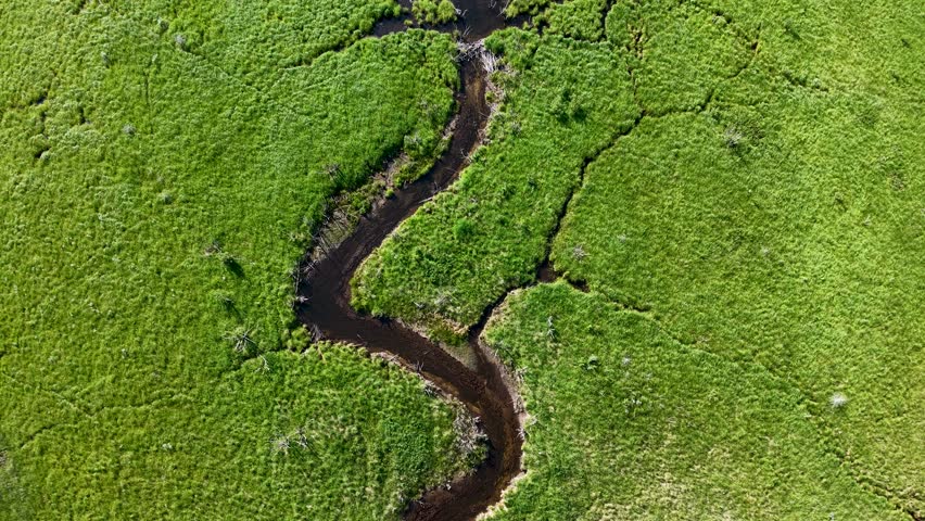 Aerial drone footage of a small forested island surrounded by calm blue waters in Michigan’s Upper Peninsula.