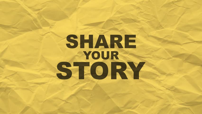 share your story on yellow background