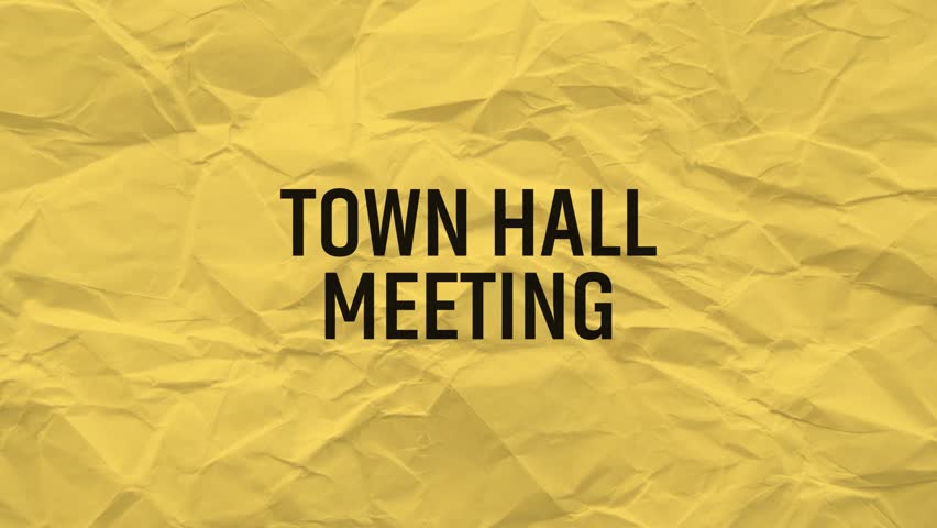 town hall meeting sign on white background