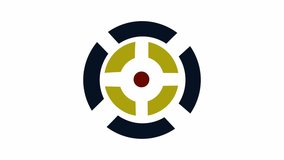 A clean and minimalist animation of a spinning circular logo with geometric segments in blue yellow and red. Ideal for a corporate intro or business presentation. - Powered by Shutterstock - Get 15% off with code: PIKWIZARD15