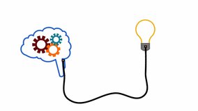 Brain with glowing light bulb and spinning gear icon. Symbol of creativity, thinking, innovation, and new ideas.  - Powered by Shutterstock - Get 15% off with code: PIKWIZARD15