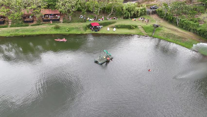 Aerial images of a lake in Poas Volcano, Costa Rica, Poas, Alajuela