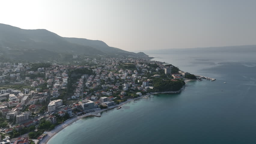 Adriatic Coastline Cityscape with Seaside Villas and Resorts in Croatia