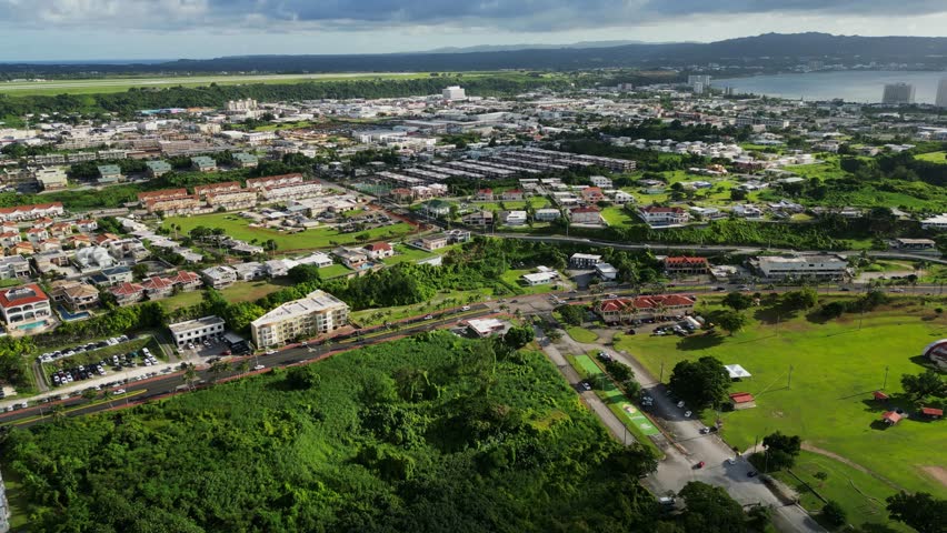 Panoramic Aerial View Of Guam At The Southernmost Of The Mariana Islands In The Western Pacific Ocean.