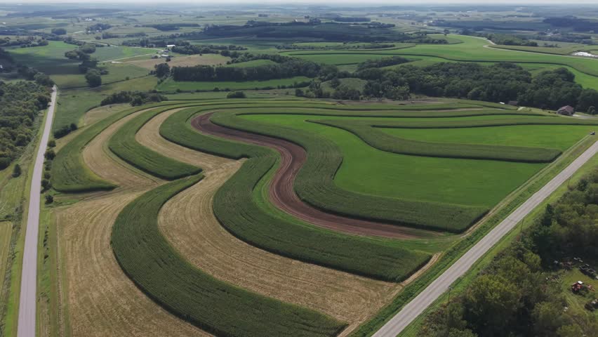 Wisconsin Contour Farm Field. Contour Farming is a conservation practice that involves performing farming operations across a field’s slope, as close to the contour as possible.