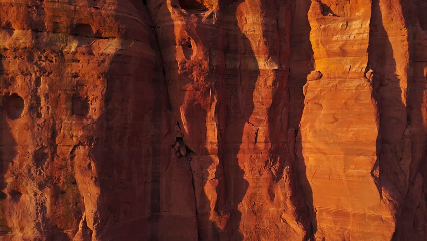 Red Mountain Texture at Sunset Drone View