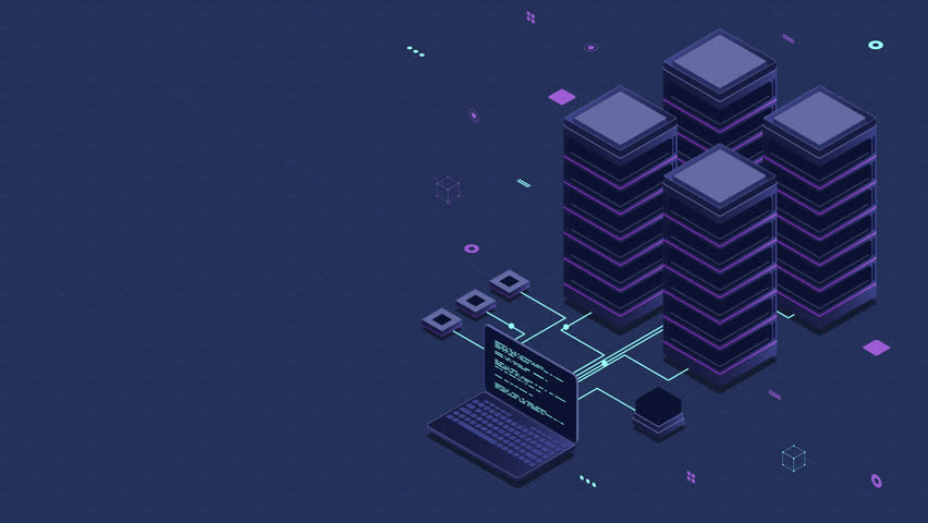 Database servers animation. Server room data center. Hosting server isometric. Isometric technology. 4K video animated in isometric style - Powered by Shutterstock - Get 15% off with code: PIKWIZARD15