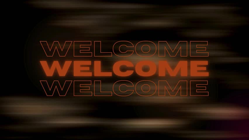 Bold and eye-catching 'Welcome' text typography design placed over a vibrant blurred background. Represents greetings, invitations, and welcoming messages with modern artistic style and visual impact.