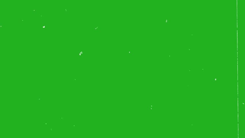 An illustration of a chroma key green screen with vintage VHS-style effects, featuring visible scan lines, light distortion, and dust particles
