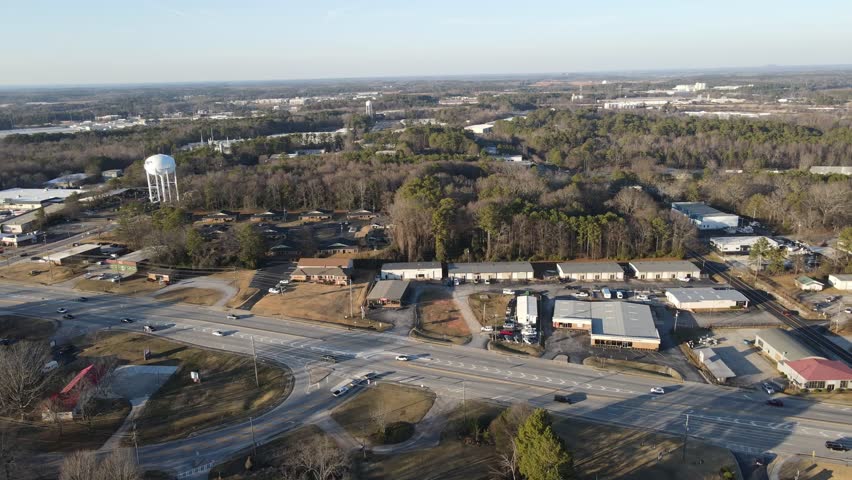 Aerial landscape Legions Park winter after Hurricane Helene Conyers Rockdale County Georgia USA