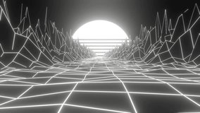 4K Retro Cyberpunk Road to a Sci-Fi City Loop. A 10-second seamless loop of a futuristic cyberpunk landscape with a glowing highway. Created in Blender and rendered with Cycles. - Powered by Shutterstock - Get 15% off with code: PIKWIZARD15