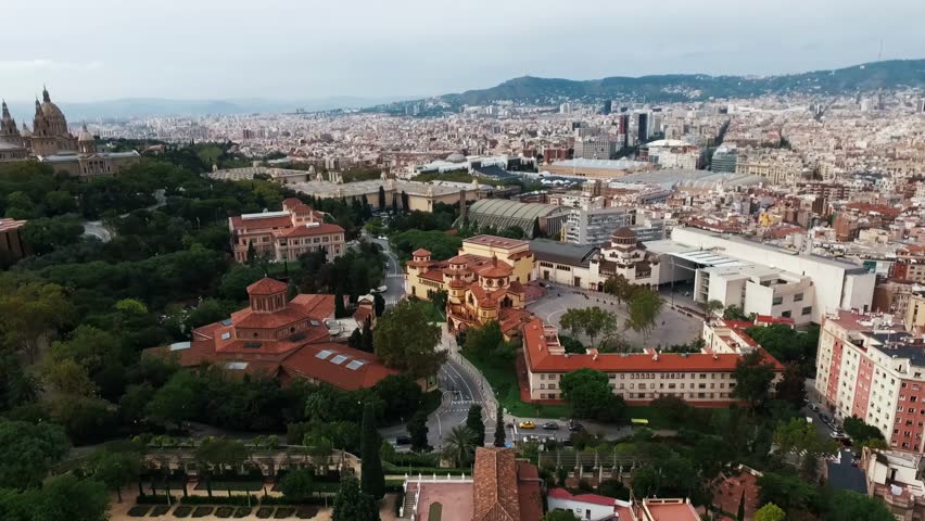 Iconic Barcelona Architecture from Aerial Perspective