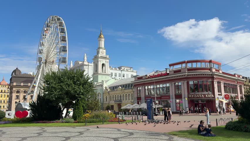 Kyiv Ukraine - September 12 2025: People in the Kontaktova square, Kiev city.