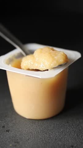 Apple puree natural product sweet dessert fresh gourmet food background on the table rustic food top view copy space keto and paleo diet vegetarian and vegan food