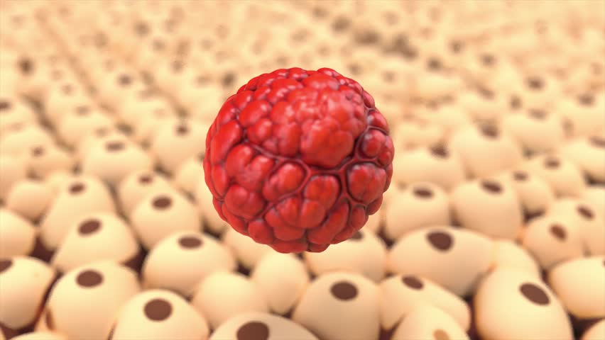 Cell cancer oncology able to loop endless 4k. 3D Illustration