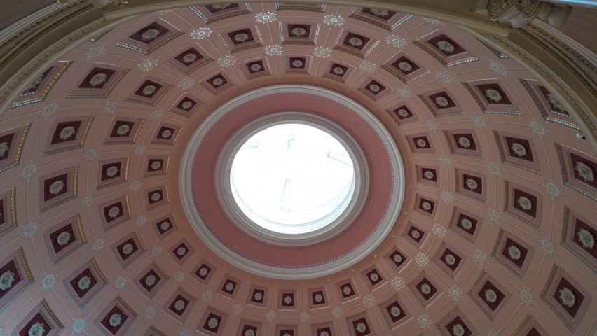 The Hungarian National Museum’s Dome Hall, capturing its domed ceiling, monumental architecture, and ornate classical decorations