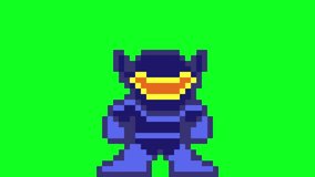 Animation of a fake 8-bit pixel art game with robot alien characters on a green background, vintage, art. - Powered by Shutterstock - Get 15% off with code: PIKWIZARD15