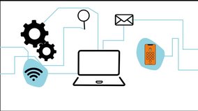 Digital Technology and Network Connection Illustration – Laptop, Smartphone, WiFi, Email, and Security Icons - Powered by Shutterstock - Get 15% off with code: PIKWIZARD15