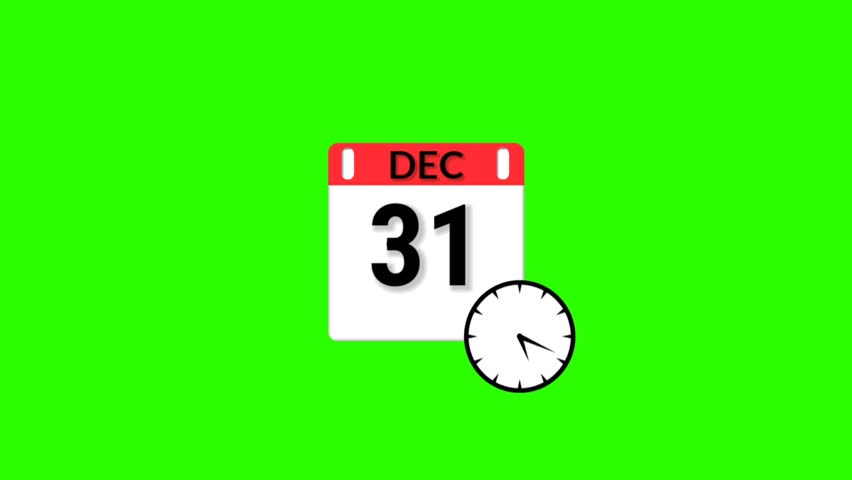 December month 31 date calendar icon animation. Analog calendar design concept animation 4k video.