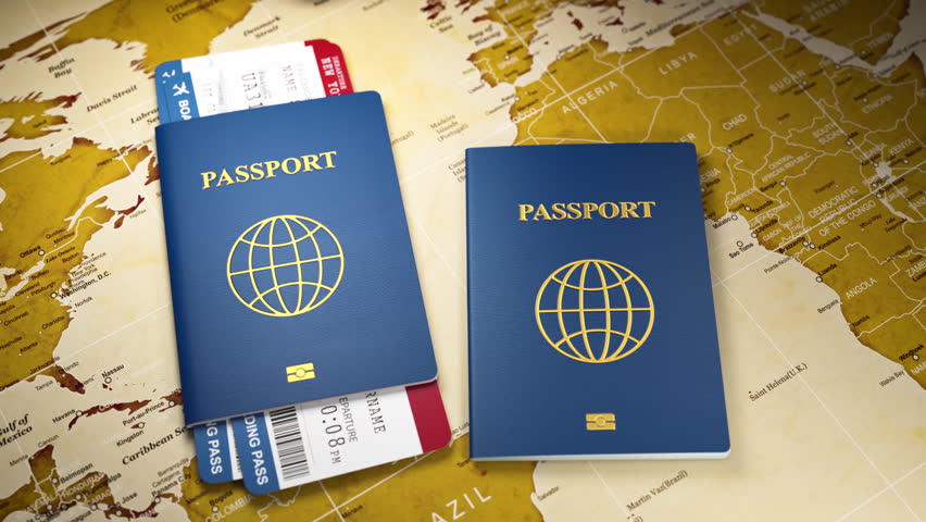 Deported red visa stamp in a open passport, Deportation and illegal immigration concept. 3D Illustration