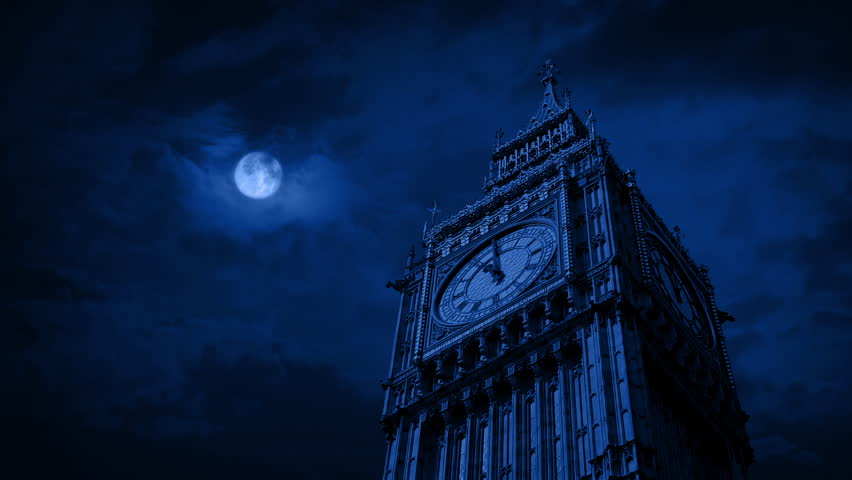 Big Ben Dramatic Angle At Night