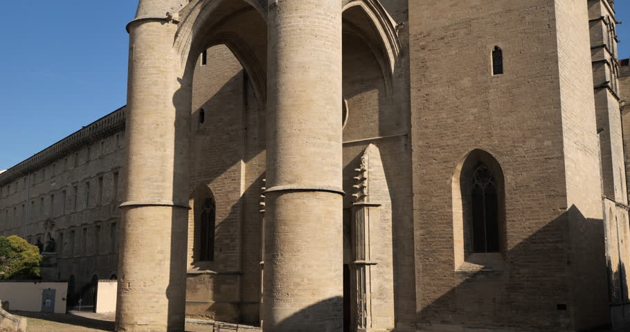 South façade of  Cathedral Saint Pierre, Montpellier,Herault,occitania, France