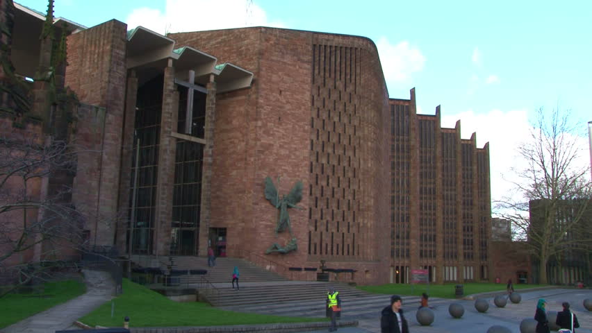 The modern post-war Coventry Cathedral, rebuilt after the original St Michael