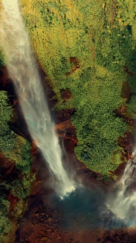 Bali famous landmark and popular travel destination Sekumpul Waterfall Indonesia the highest and most beautiful waterfall Bali, Indonesia 4K