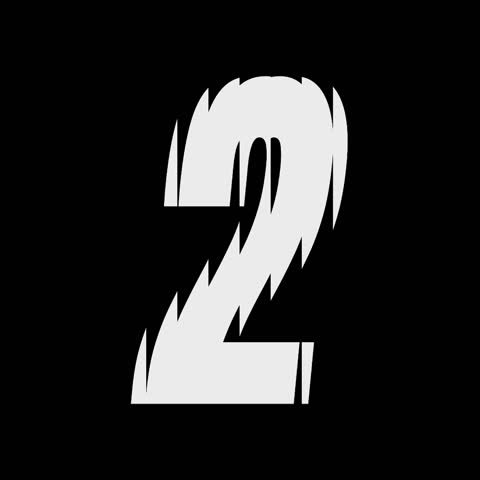 Sliced Glass Digital Glitch Number Two Countdown Loop