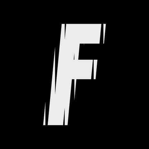 Sliced Glass White Glitch Letter F Animation Loop Background