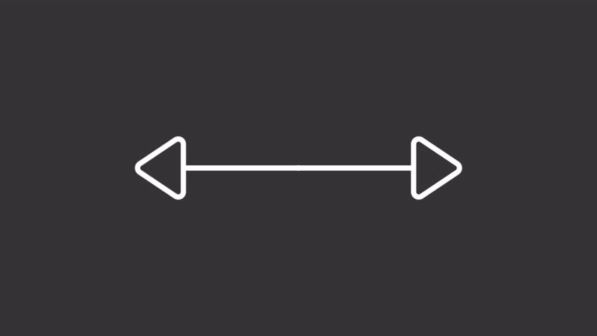 Animated direction pointers white line icon. Navigation help animation. Moving arrows. Interface element. Communication, interactivity. Isolated element on dark background. Alpha transparent video