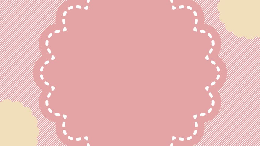 A background animation featuring cute floral motif frames rotating and flowing against a striped background. Loopable.