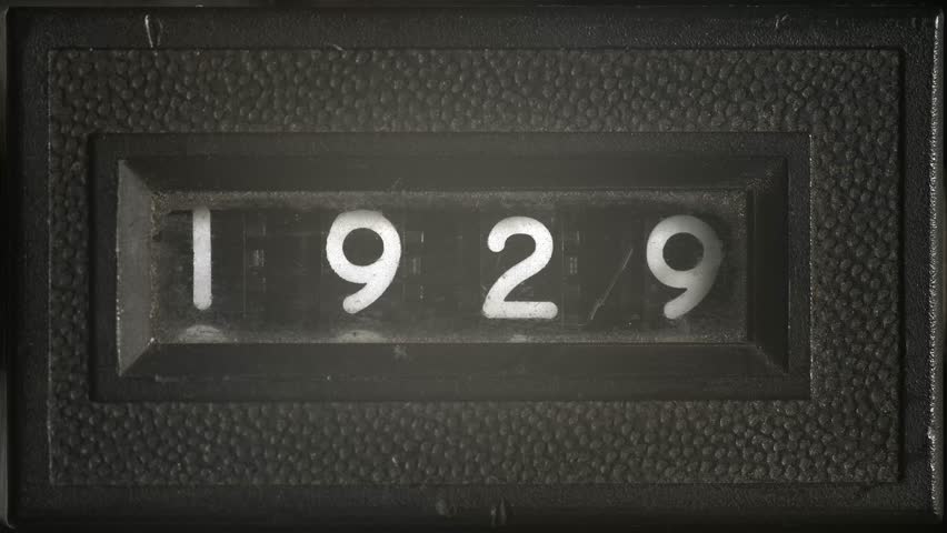 Vintage counter scrolls from 1929 to 1941, retro numeric display symbolizing the Great Depression, pre-war era, countdown, and historical timeline.