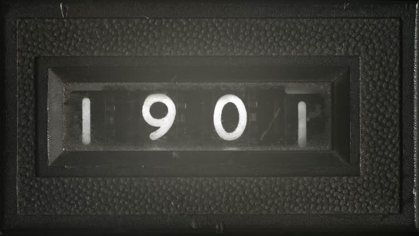Vintage counter scrolls back and forth between 1901 and 1921, slowly landing on 1917, 1918, and 1921. Retro numeric display symbolizing World War I and early 20th century history.