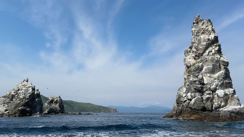 Sea rocks in the sea. Putyatin Island Vladivostok.