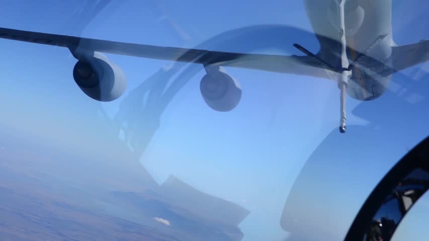 An F-15E Strike Eagle, assigned to the 4th Fighter Wing, N.C., approaches the boom of a KC-135 Stratotanker, assigned to the 459th Air Refueling Wing, Md., over southeastern United States July 9, 2025