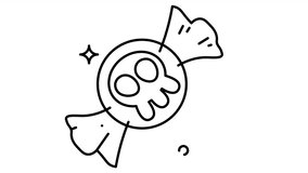 Animated halloween candy with a skull on it line style. - Powered by Shutterstock - Get 15% off with code: PIKWIZARD15