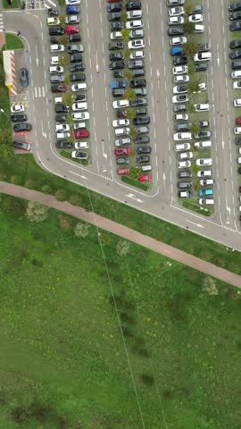 Top view of cars parked in rows	

