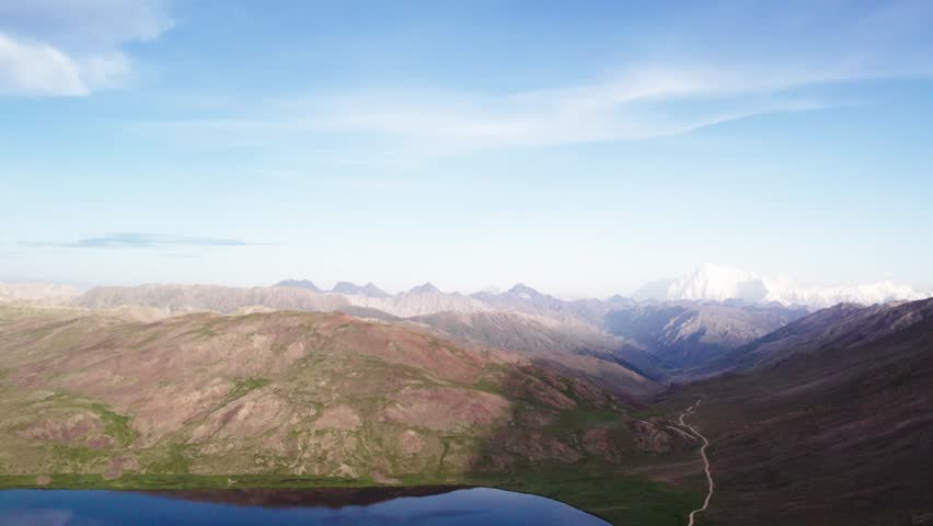A high-altitude lake in Deosai, bordered by Karakoram and Himalayan peaks. Deosai, Pakistan