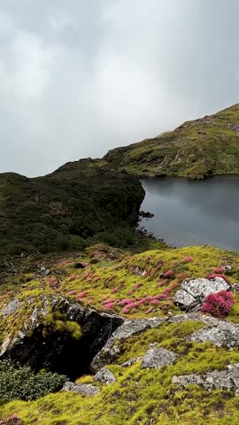 Landscape view of Mountain Lake in Taplejung, Nepal.